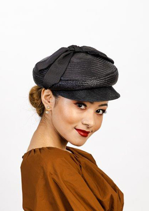 Designer hat Black Cap by Louise Macdonald Milliner (Melbourne, Australia)