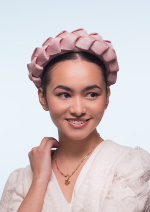 Designer hat Carmen Headband in Pink by Louise Macdonald Milliner (Melbourne, Australia)