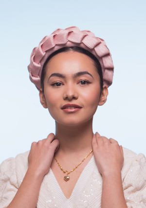 Designer hat Carmen Headband in Pink by Louise Macdonald Milliner (Melbourne, Australia)