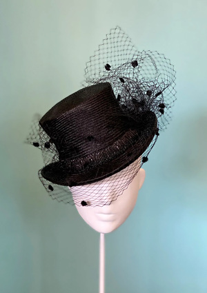 Designer hat Black Topper by Louise Macdonald Milliner (Melbourne, Australia)