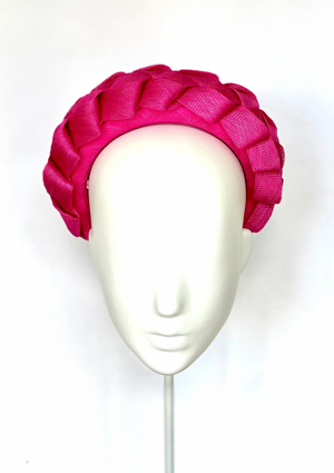 Designer hat Carmen Headband in Bright Pink by Louise Macdonald Milliner (Melbourne, Australia)
