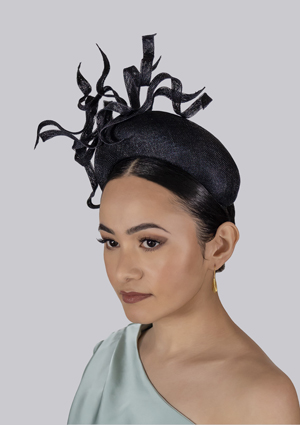 Designer hat Ebony Whirl by Louise Macdonald Milliner (Melbourne, Australia)