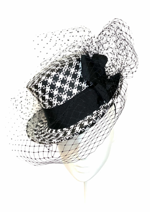 Designer hat Hounds Tooth Topper by Louise Macdonald Milliner (Melbourne, Australia)