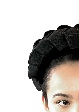 Designer hat Carmen Headband in Black by Louise Macdonald Milliner (Melbourne, Australia)