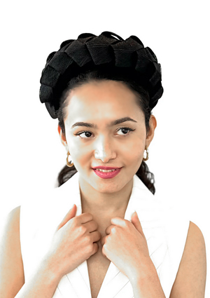 Designer hat Carmen Headband in Black by Louise Macdonald Milliner (Melbourne, Australia)