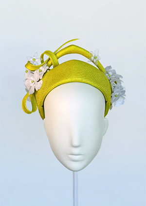 Designer hat Chartreuse Pillbox by Louise Macdonald Milliner (Melbourne, Australia)