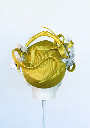 Designer hat Chartreuse Pillbox by Louise Macdonald Milliner (Melbourne, Australia)