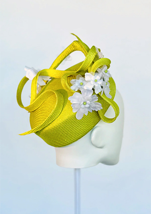 Designer hat Chartreuse Pillbox by Louise Macdonald Milliner (Melbourne, Australia)