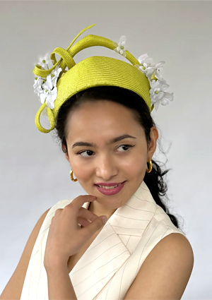 Designer hat Chartreuse Pillbox by Louise Macdonald Milliner (Melbourne, Australia)