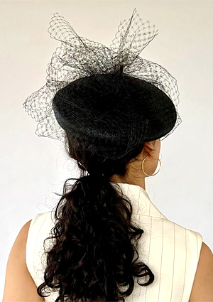 Designer hat Emily Beret in Black by Louise Macdonald Milliner (Melbourne, Australia)