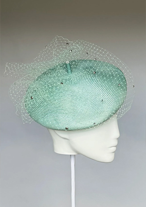 Designer hat Emily Beret in Mint by Louise Macdonald Milliner (Melbourne, Australia)