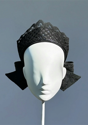 Designer hat Jet Pillbox by Louise Macdonald Milliner (Melbourne, Australia)