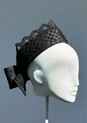 Designer hat Jet Pillbox by Louise Macdonald Milliner (Melbourne, Australia)