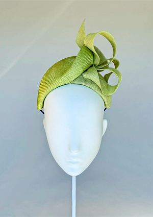 Designer hat Key Lime Headpiece by Louise Macdonald Milliner (Melbourne, Australia)