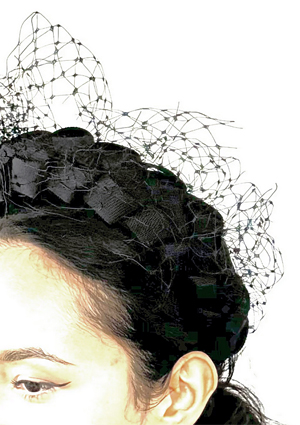 Designer hat Miranda Ribbon Halo with Veiling by Louise Macdonald Milliner (Melbourne, Australia)