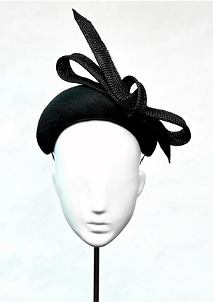 Designer hat Onyx Bow by Louise Macdonald Milliner (Melbourne, Australia)