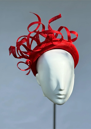 Designer hat Red Hosier Halo by Louise Macdonald Milliner (Melbourne, Australia)