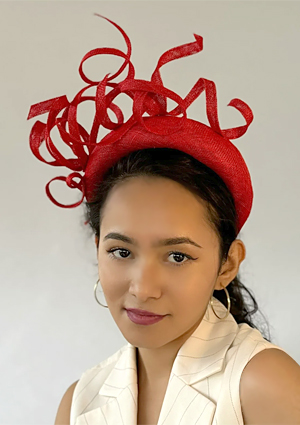 Designer hat Red Hosier Halo by Louise Macdonald Milliner (Melbourne, Australia)