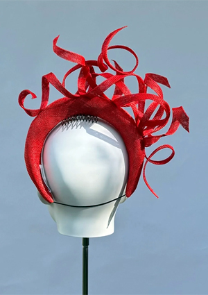 Designer hat Red Hosier Halo by Louise Macdonald Milliner (Melbourne, Australia)