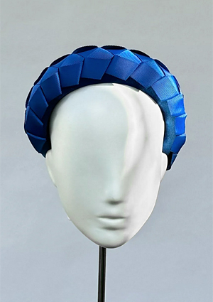 Designer hat Ribbon Halo in Cobalt Blue by Louise Macdonald Milliner (Melbourne, Australia)