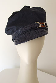 Designer hat Bibi Cap navy moiré by Louise Macdonald Milliner (Melbourne, Australia)