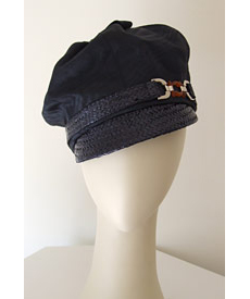Designer hat Bibi Cap navy moiré by Louise Macdonald Milliner (Melbourne, Australia)