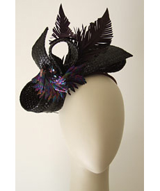 Designer hat Black patent headpiece by Louise Macdonald Milliner (Melbourne, Australia)