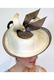 Designer hat Cream and Taupe Hera by Louise Macdonald Milliner (Melbourne, Australia)