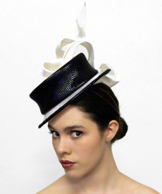 Designer hat Black and White Boater by Louise Macdonald Milliner (Melbourne, Australia)