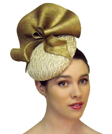 Designer hat Cream and Gold Chelsea by Louise Macdonald Milliner (Melbourne, Australia)