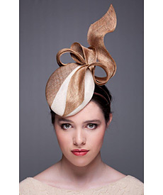 Designer hat Two Tone Beret, Gold and Cream by Louise Macdonald Milliner (Melbourne, Australia)