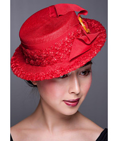 Designer hat Red Boater by Louise Macdonald Milliner (Melbourne, Australia)