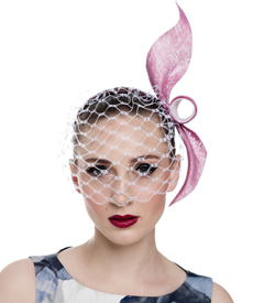 Designer hat Pink and White Birdcage Veil by Louise Macdonald Milliner (Melbourne, Australia)