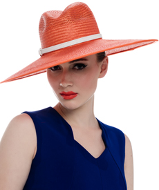 Designer hat Orange Fedora by Louise Macdonald Milliner (Melbourne, Australia)