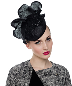 Designer hat Black Sequin Headpiece by Louise Macdonald Milliner (Melbourne, Australia)