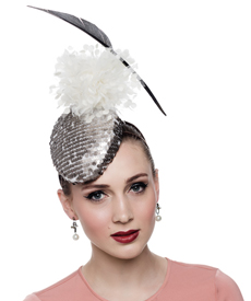 Designer hat Pewter Sequin Headpiece by Louise Macdonald Milliner (Melbourne, Australia)