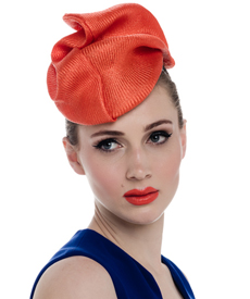 Designer hat Orange Tango Headpiece by Louise Macdonald Milliner (Melbourne, Australia)