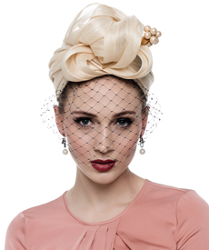Designer hat Turban for Abby (with veil) by Louise Macdonald Milliner (Melbourne, Australia)
