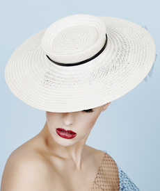 Designer hat Cream and Black Tamika by Louise Macdonald Milliner (Melbourne, Australia)