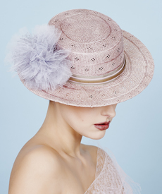 Designer hat Dusty Pink Clarice Boater by Louise Macdonald Milliner (Melbourne, Australia)