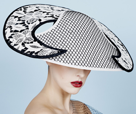 Designer hat Isobel in Black and White by Louise Macdonald Milliner (Melbourne, Australia)