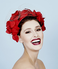 Designer hat Red Floral Halo by Louise Macdonald Milliner (Melbourne, Australia)