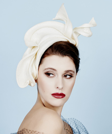 Designer hat Sasheer Headpiece in Cream by Louise Macdonald Milliner (Melbourne, Australia)