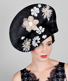 Designer hat Black Madia by Louise Macdonald Milliner (Melbourne, Australia)