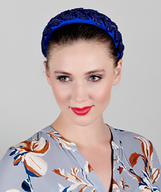 Designer hat Blue Headband with Vintage Braid by Louise Macdonald Milliner (Melbourne, Australia)