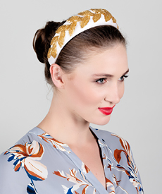 Designer hat Cream Headband with Gold Vintage Braid by Louise Macdonald Milliner (Melbourne, Australia)