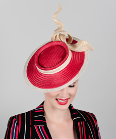 Designer hat Red and Gold Cosmos by Louise Macdonald Milliner (Melbourne, Australia)