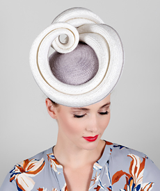Designer hat White and Grey Masonaba by Louise Macdonald Milliner (Melbourne, Australia)