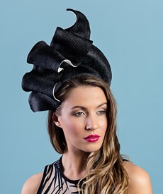 Designer hat Josephine in Black and White by Louise Macdonald Milliner (Melbourne, Australia)