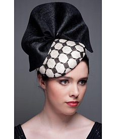 Louise Macdonald Milliner's 2013 collection for Hugo Boss (Melbourne, Australia) - designer hat Black and Cream Chelsea Beret